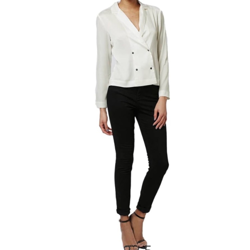 Topshop Ivory double breasted blouse